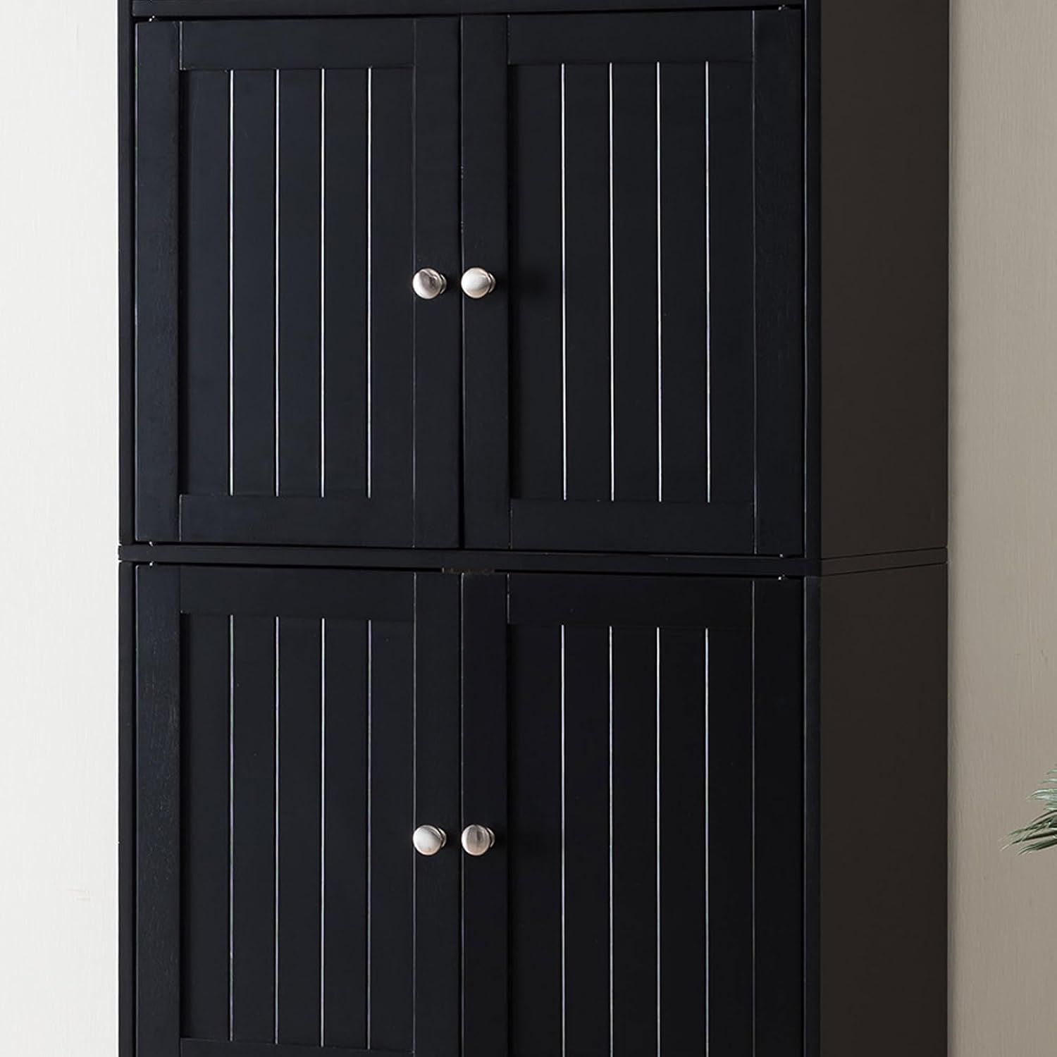 Kings Brand Furniture - Lyons 4-Tier 68' Kitchen Pantry Storage Cabinet with 8 Doors, Black