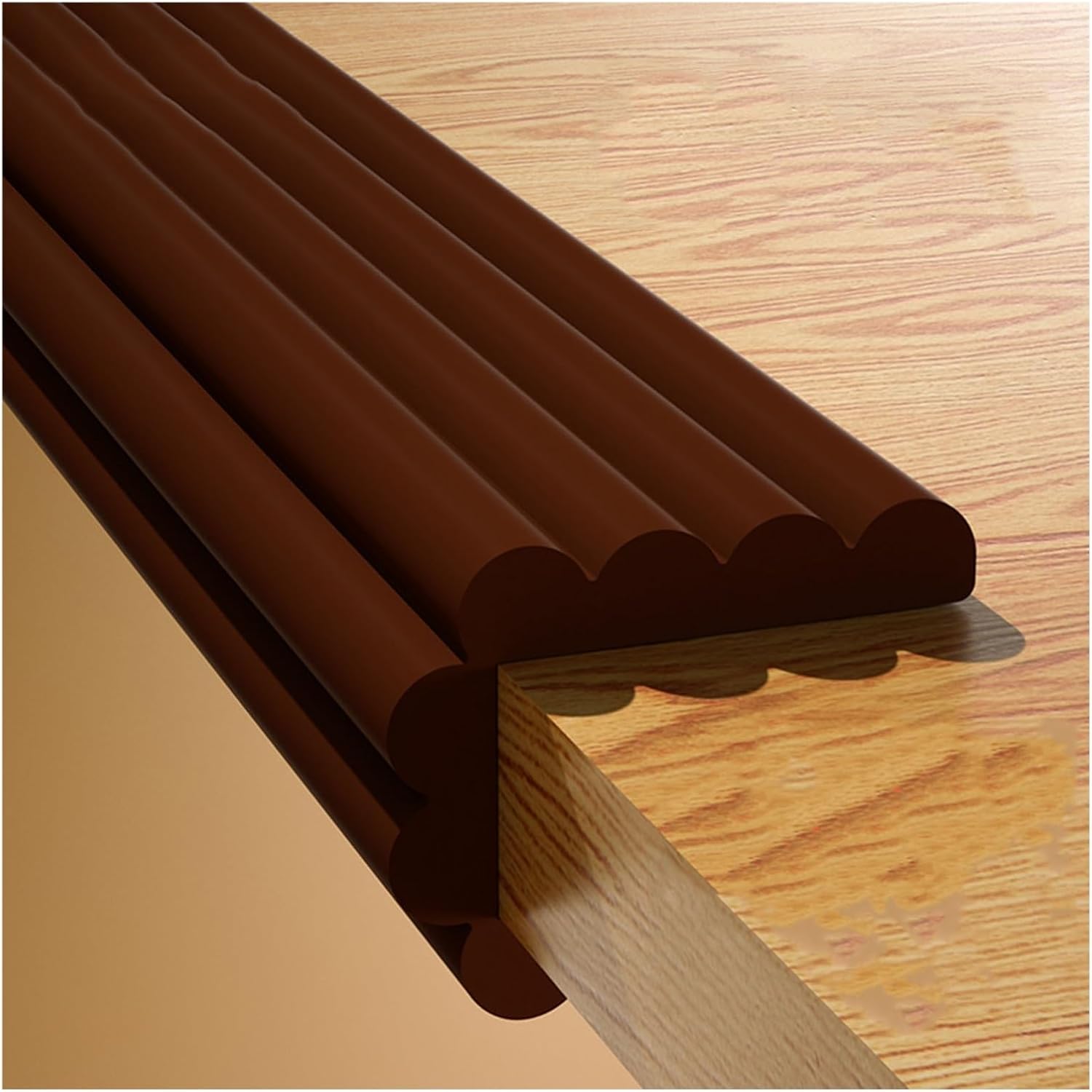 Foam Edge Corner Protector Adhesive Bumpers Padding Cushion for Coffee Table Kitchen(Brown,4pcs)