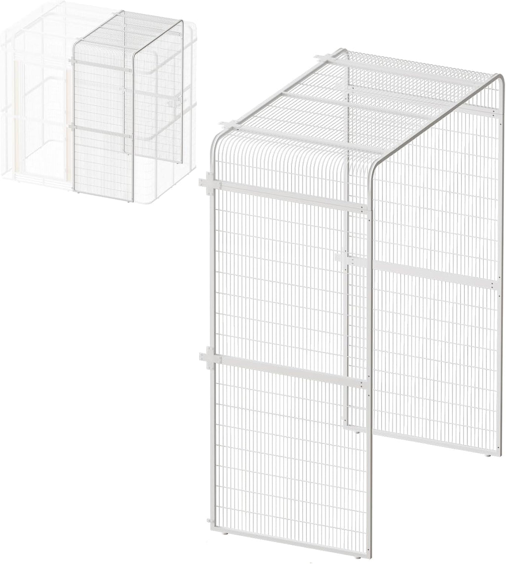 Large Bird Cage Extension Part, 33.5-Inch Wide Parrot Cage Extender for Metal Aviary, White Replacement Accessories, 33.5 x 63 x 81.5 in