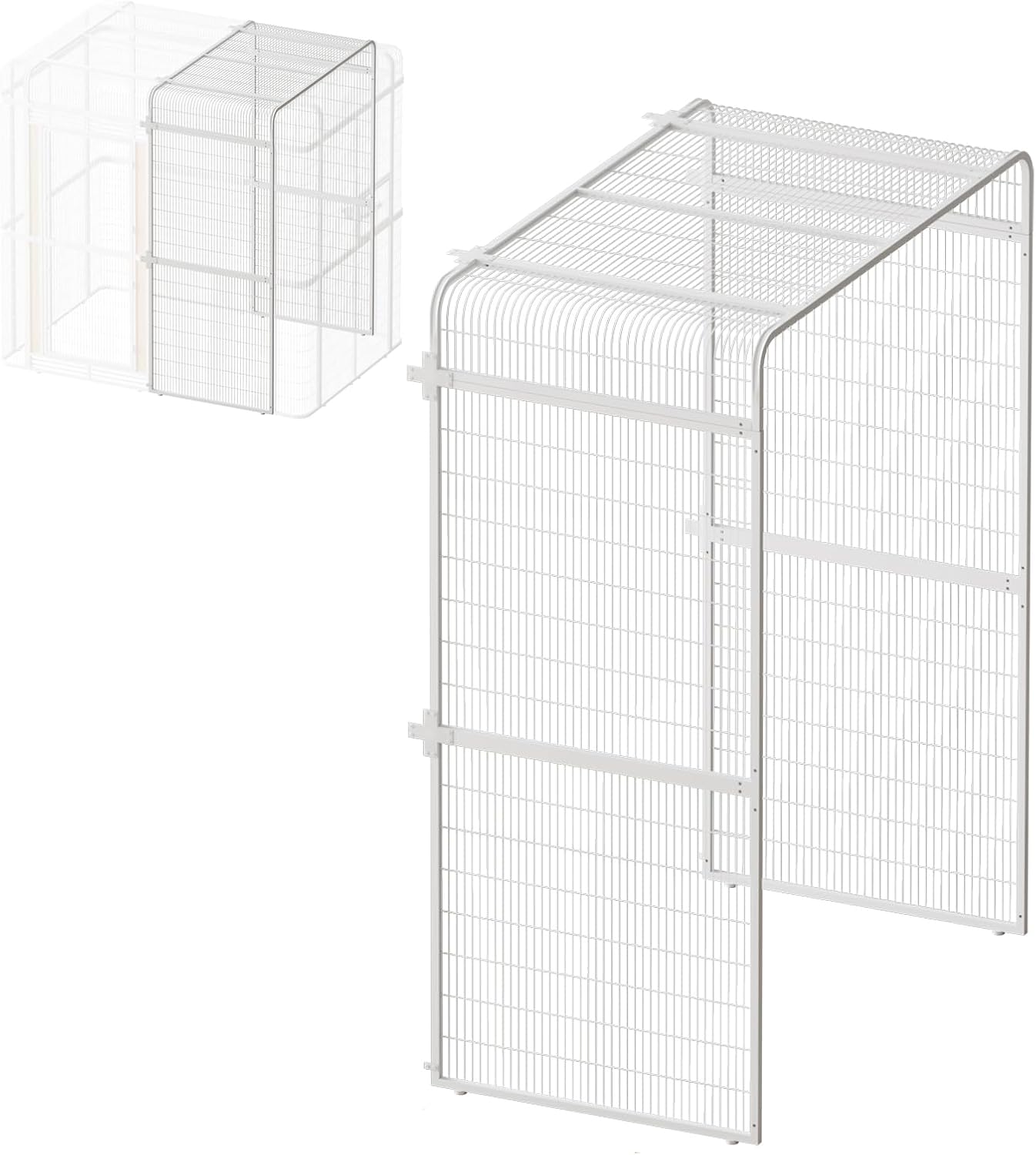 Large Bird Cage Extension Part, 33.5-Inch Wide Parrot Cage Extender for Metal Aviary, White Replacement Accessories, 33.5 x 63 x 81.5 in