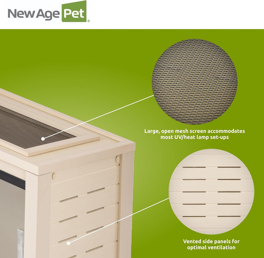New Age Pet ECOFLEX 36' Wide Medium Reptile Habitat, Mojave Lounge for Snakes, Tortoises & Lizards in Maple, Black & Grey, Easy Assembly, Sliding Glass Doors & Mesh Top