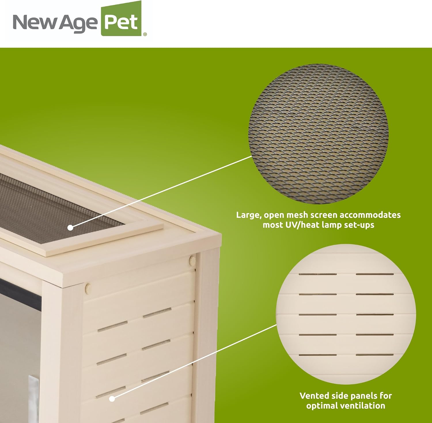New Age Pet ECOFLEX 36' Wide Medium Reptile Habitat, Mojave Lounge for Snakes, Tortoises & Lizards in Maple, Black & Grey, Easy Assembly, Sliding Glass Doors & Mesh Top