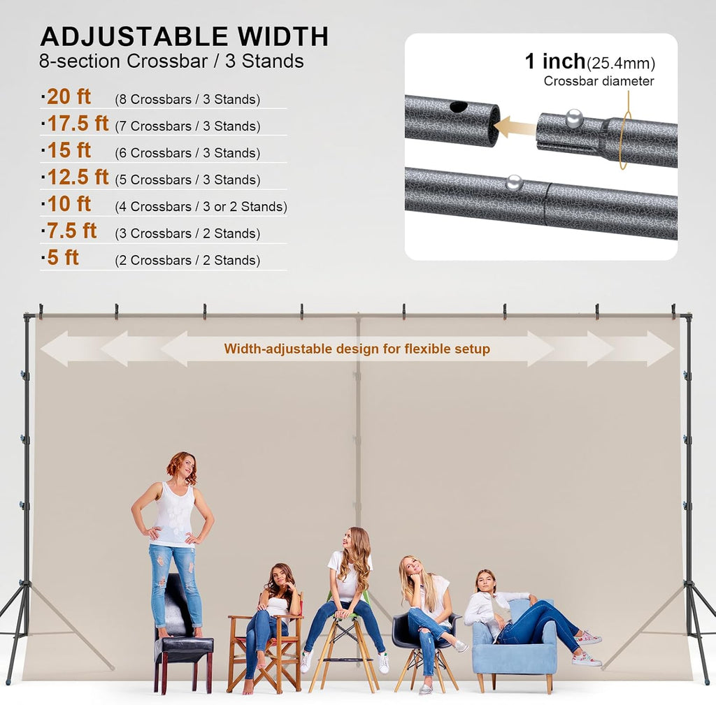 LINCO Backdrop Stand for Parties Heavy Duty Photography Video Studio Background Kit for Wedding Parties Photo Shooting (13x20 ft)