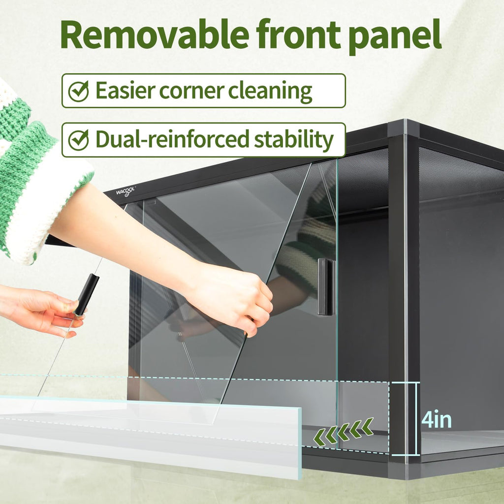 Wacool Terra 120 Gallon Reptile Tank, Large Terrarium for Bearded Dragons, Snakes, Leopard Geckos, Sliding Door & Top Ventilation, 48' x 24' x 24' Easy-to-Maintain Reptile Enclosure