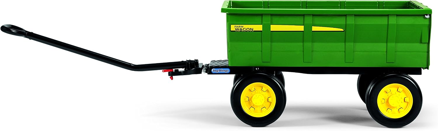 Peg Perego John Deere Farm Wagon, Extra Large Accessory for 12 Volt John Deere Tractors, Green