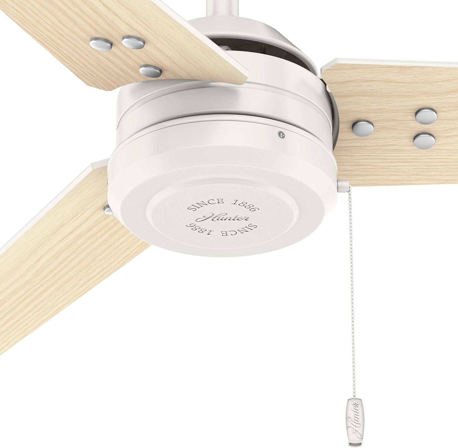 Hunter Fan 44 inch Contemporary Fresh White Outdoor Ceiling Fan with Pull Chain (Renewed)
