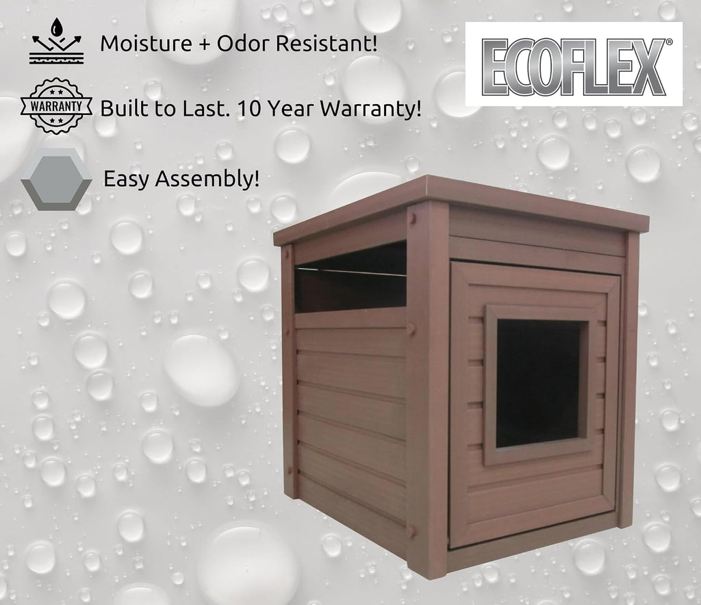 New Age Pet ECOFLEX Litter Loo Standard & Jumbo Sizes, 4 Colors, Moisture and Odor Resistant Enclosure & End Table, No‑Tools Assembly, 10 Year Warranty, Russet Brown, Standard
