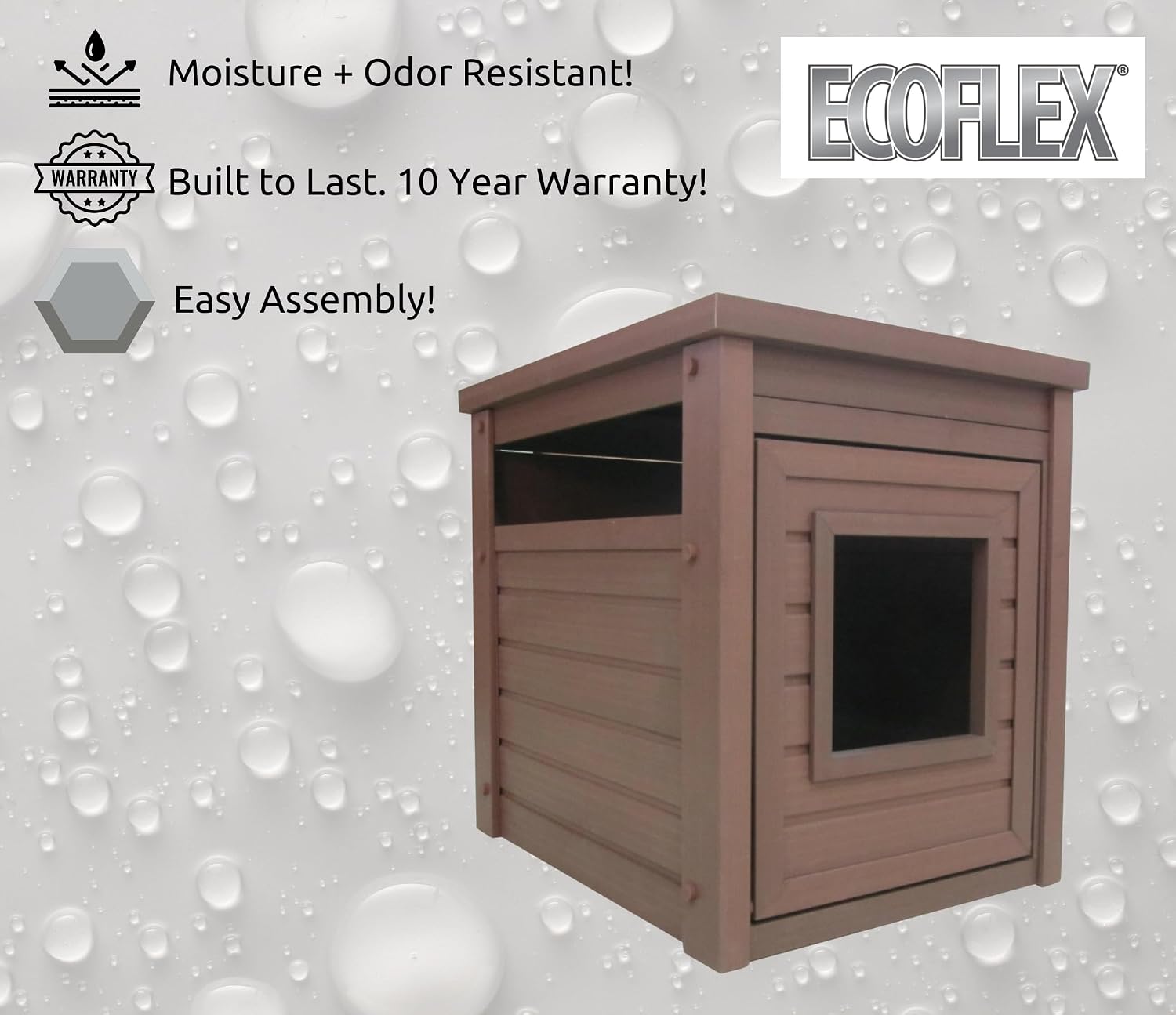 New Age Pet ECOFLEX Litter Loo Standard & Jumbo Sizes, 4 Colors, Moisture and Odor Resistant Enclosure & End Table, No‑Tools Assembly, 10 Year Warranty, Russet Brown, Standard