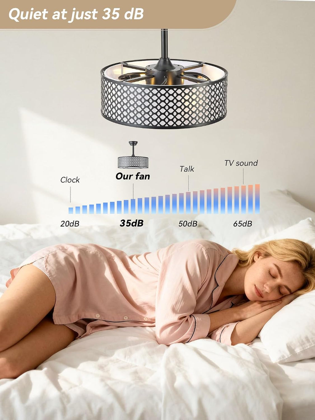 Black Fandelier Ceiling Fan with Light, 20' Caged Boho Ceiling Fans with Lights and Remote, Mid Century with 6 Speeds for Bedroom, Living Room, Nursery