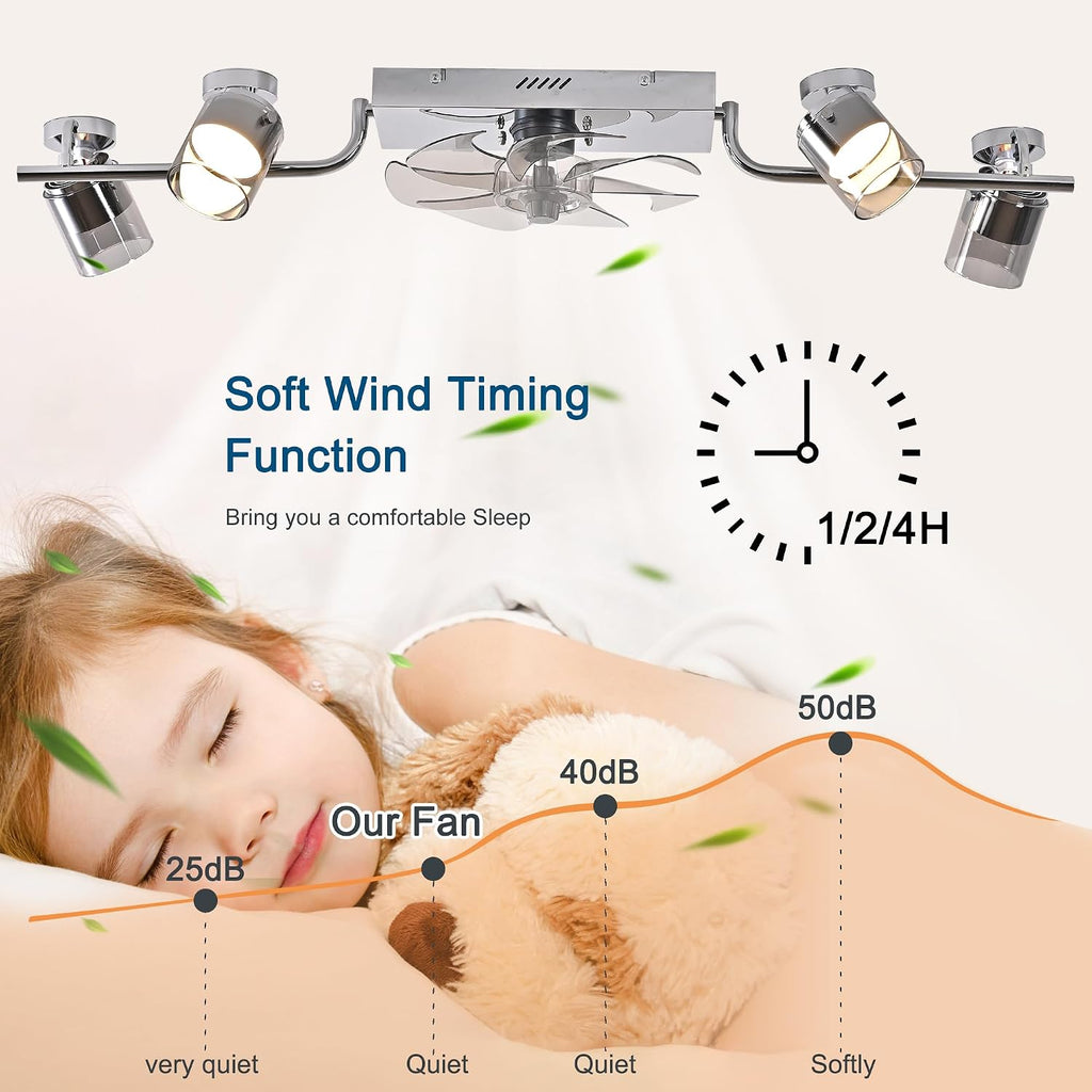 Qcyuui Ceiling Fans with Lights and Remote,39.4' Low Profile Ceiling Fan Dimmable Fandelier Ceiling Fan with Light 360° Rotatable Lightheads Modern Flush Mount LED Fan Light for Bedroom Kitchen