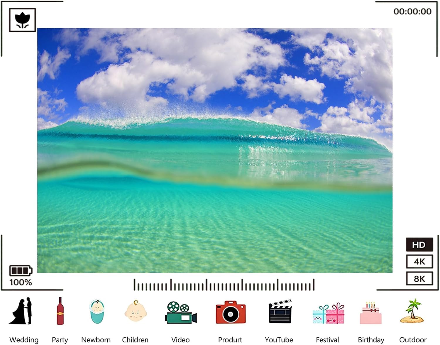 Trykid 20x10ft Turquoise Ocean Wave Backdrop Tropical Clear Water Photography Background Beach Vacation Tapestry Party Decoration Photo Studio Prop Fabric