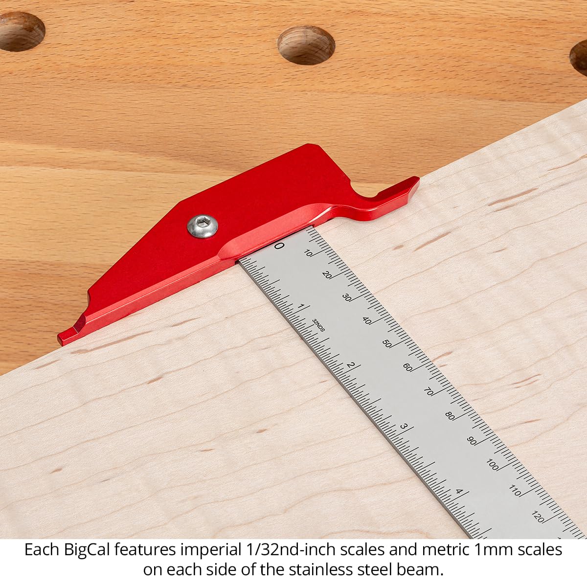 Woodpeckers BigCal Woodworking Calipers, 24 Inch / 600MM, Inch & Metric Scales, USA Made, Inside & Outside References & Depth Gauge - BC-24600