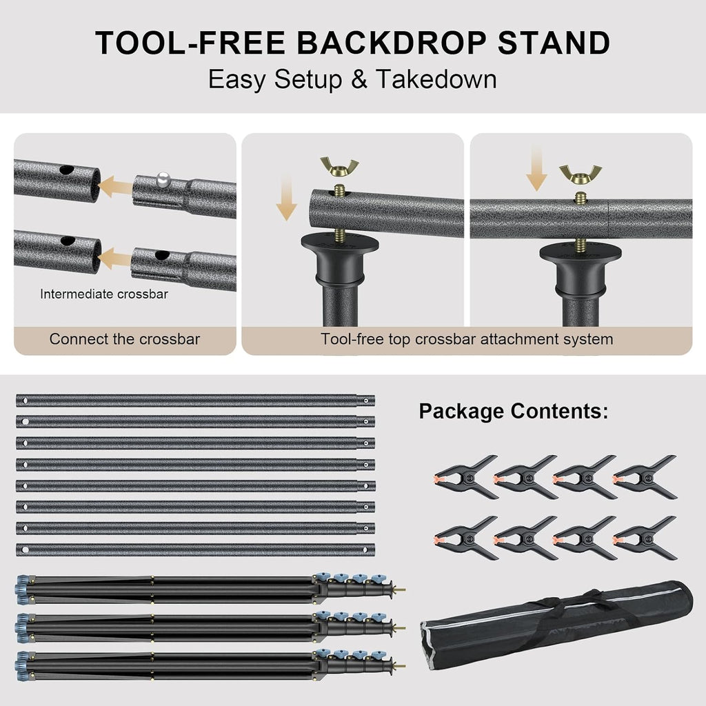 LINCO Backdrop Stand for Parties Heavy Duty Photography Video Studio Background Kit for Wedding Parties Photo Shooting (13x20 ft)