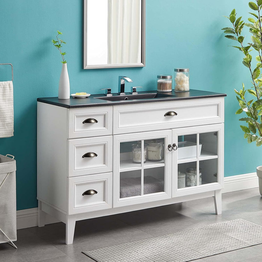 Sink Vanity Cabinet, Wood, White Black, Modern Contemporary, Hotel Bedroom Bathroom Master Suite