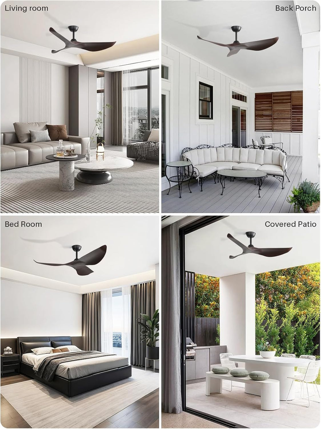 Sofucor 38 Inch Smart Ceiling Fan No Light, Modern Ceiling Fan with Remote Control, Quiet Reversible DC Motor, 6-Speed Noiseless Indoor Ceiling Fan for Bedroom Living Room Covered Patio Porch