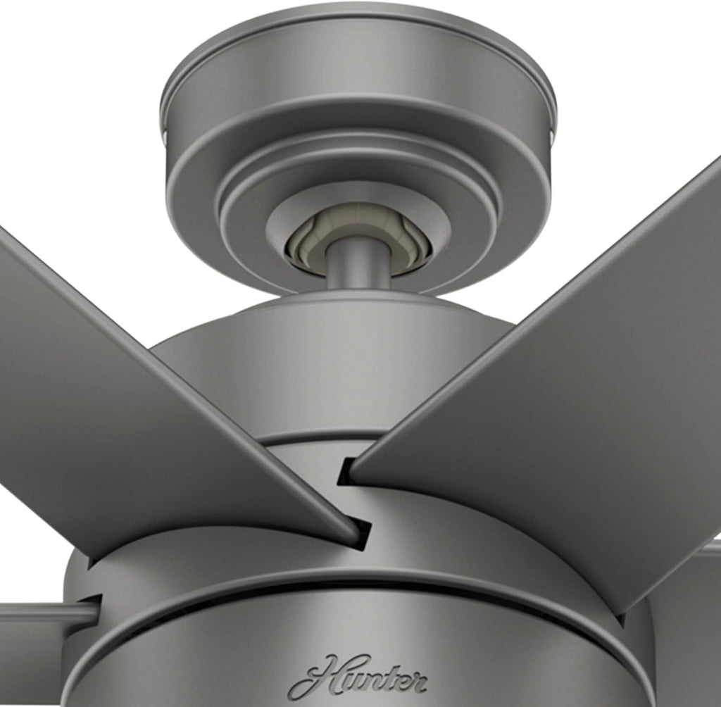 Hunter Fan 60 inch Contemporary Matte Silver Finish Outdoor Ceiling Fan with LED Light Kit (Renewed)