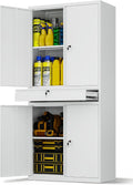 Metal Storage Cabinet,Tall File Cabinet with 2 Adjustable Shelves and Drawer,Lockable Steel Tool Cabinet for Home Office Garage School Warehouses