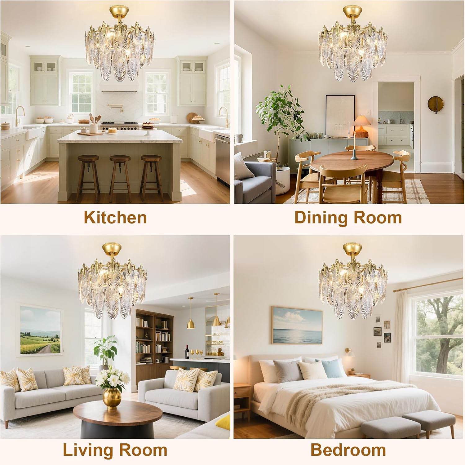 Depuley Bedroom Ceiling Fan with Lights: 20' Gold Chandelier Small Fan with Remote Control - Modern Crystal Fandelier for Girl's Bedroom Living Room Nursery (E26 Bulbs Not Included)