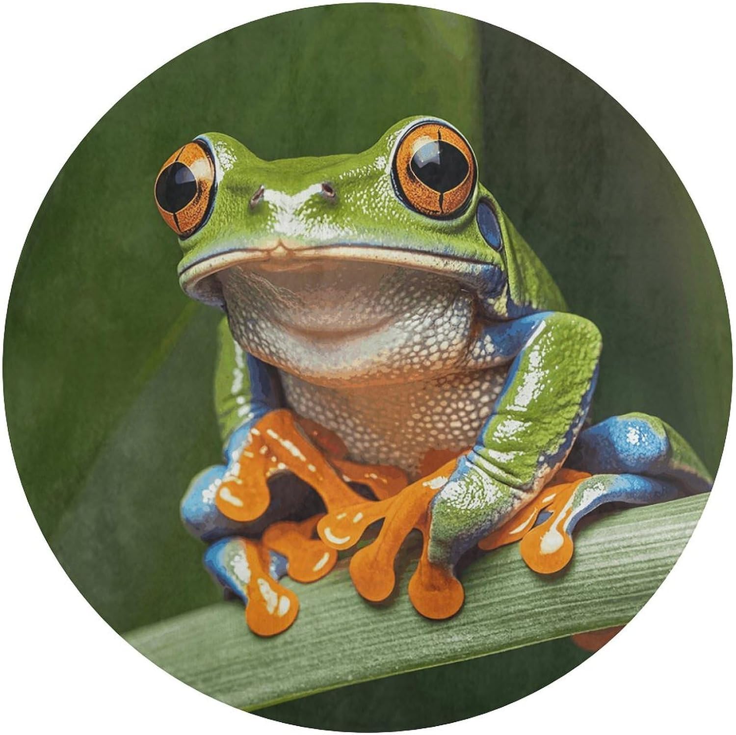 Peace Tree Frog Coral Velvet Round Floor Mat Non-Slip Bath Rug Floor Covering for Bathroom Vanity Guest Suite & Vacation Home