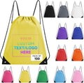 Custom Bags With Logo 100 Pack,Promotional Items Personalized Drawstring Backpack Bags Great for Gym and Everyday Use (Yellow)