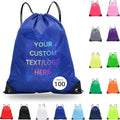 JEOHLORY pack of 100 Custom Bags With Your Logo,customized backpack,promotional items,Drawstring Backpacks,Great for Everyday Use (Custom Treasure Blue)