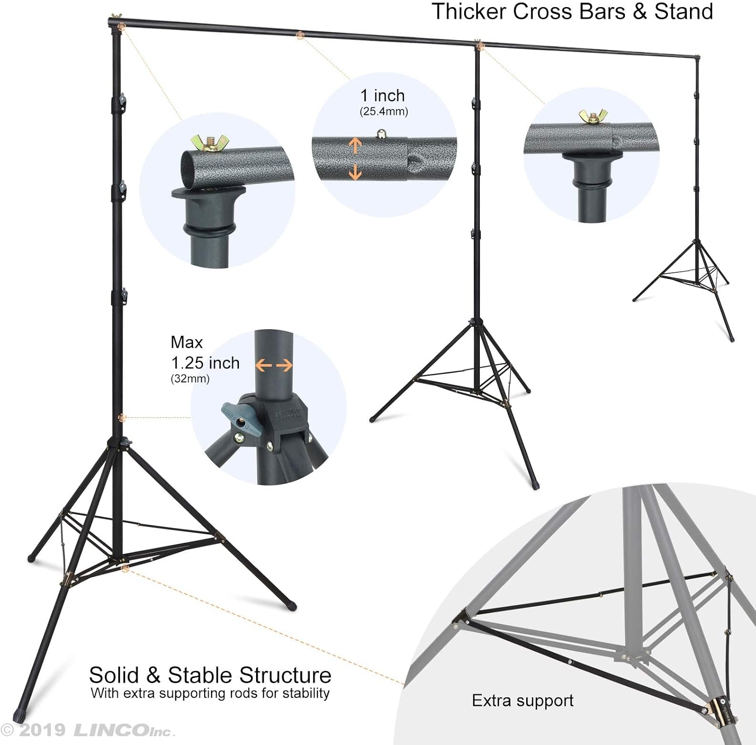 LINCO Backdrop Stand for Parties 12x20ft Heavy Duty Photography Video Studio Background Kit 4169 for Wedding Parties Photo Shooting