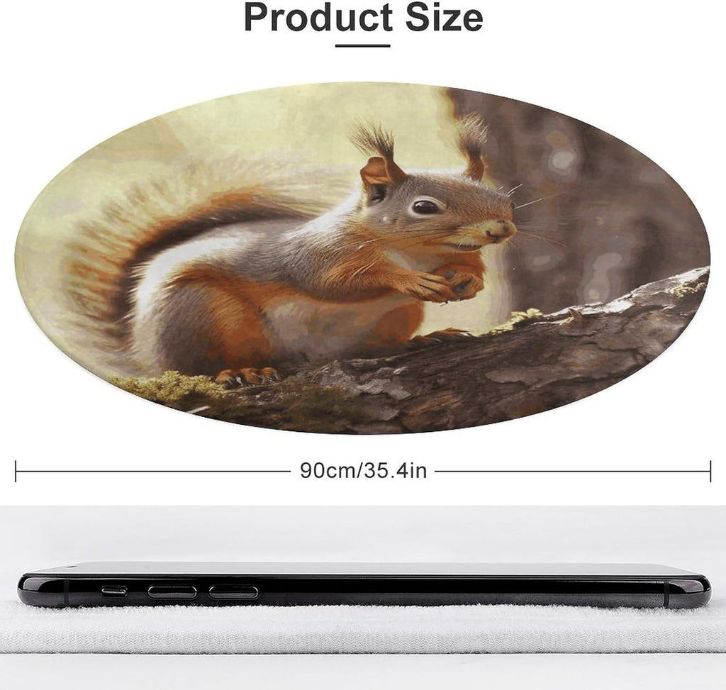 Funny Squirrel Coral Velvet Round Floor Mat Non-Slip Bath Rug Floor Covering for Bathroom Vanity Guest Suite & Vacation Home