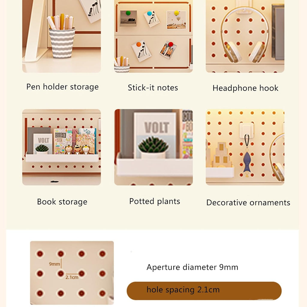 Desktop Bookshelf Organizer with Clamp On Desk Pegboard and Storage Shelf for College Dorm Room,Wood-b-100 * 63cm/39 * 24in