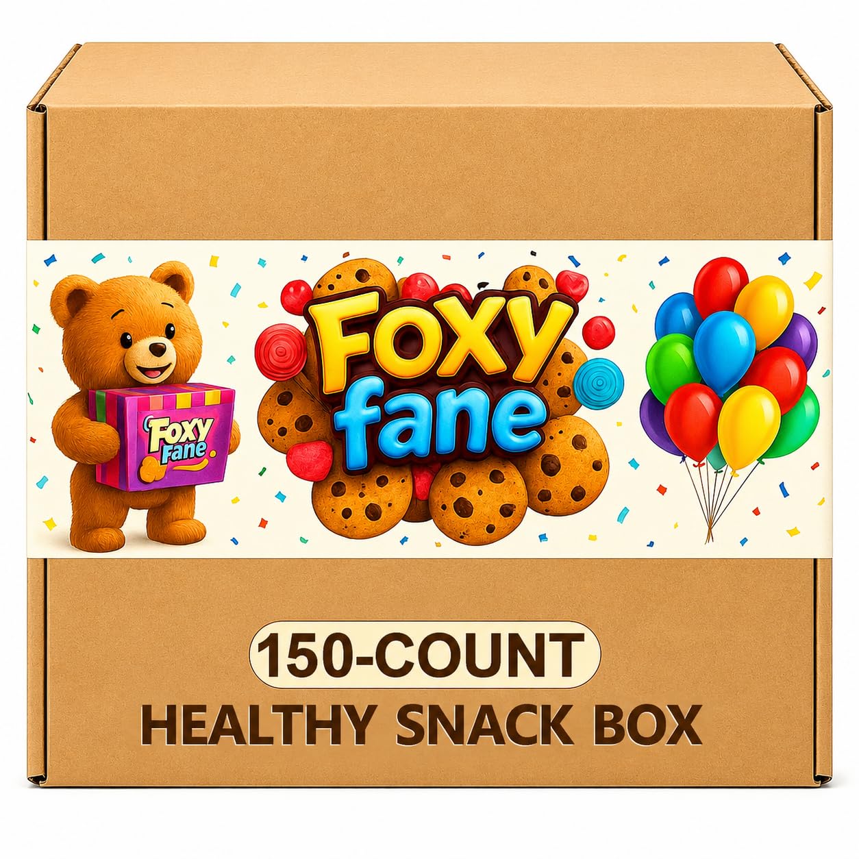 Foxy Fane 150-Count Holiday Gift Box - Variety Pack of 150 Healthy Snacks & Treats