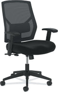 HON Crio Ergonomic Mesh Office Chair, High‑Back Desk Chair with Adjustable Arms, Lumbar Support, Center‑Tilt Swivel Seating for Computer Desks and Home Office, Black Frame, Black