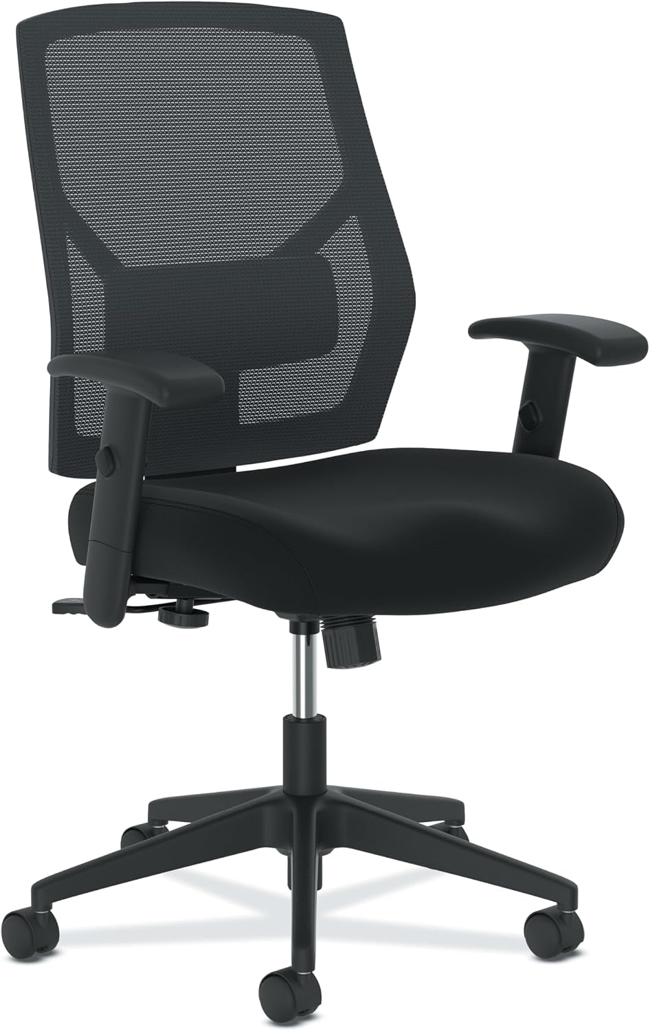 HON Crio Ergonomic Mesh Office Chair, High‑Back Desk Chair with Adjustable Arms, Lumbar Support, Center‑Tilt Swivel Seating for Computer Desks and Home Office, Black Frame, Black