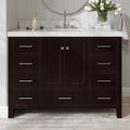 ARIEL Cambridge 48-inch Bathroom Vanity with Sink,Solid Wood, 2-inch Italian Carrara Marble Countertop, Single Rectangular Porcelain Sink, 2 Soft Closing Doors, 9 Dovetail Drawers, Espresso