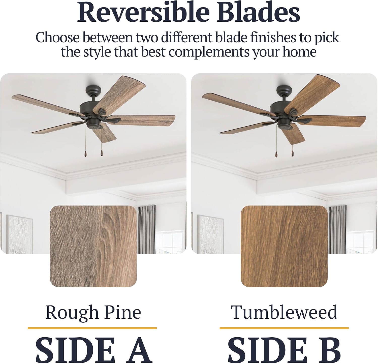 Prominence Home Glencrest, 52 Inch Farmhouse Ceiling Fan with No Light, Remote Control, Three Mounting Options, 5 Dual Finish Blades, Reversible Motor - 50682-01 (Bronze)
