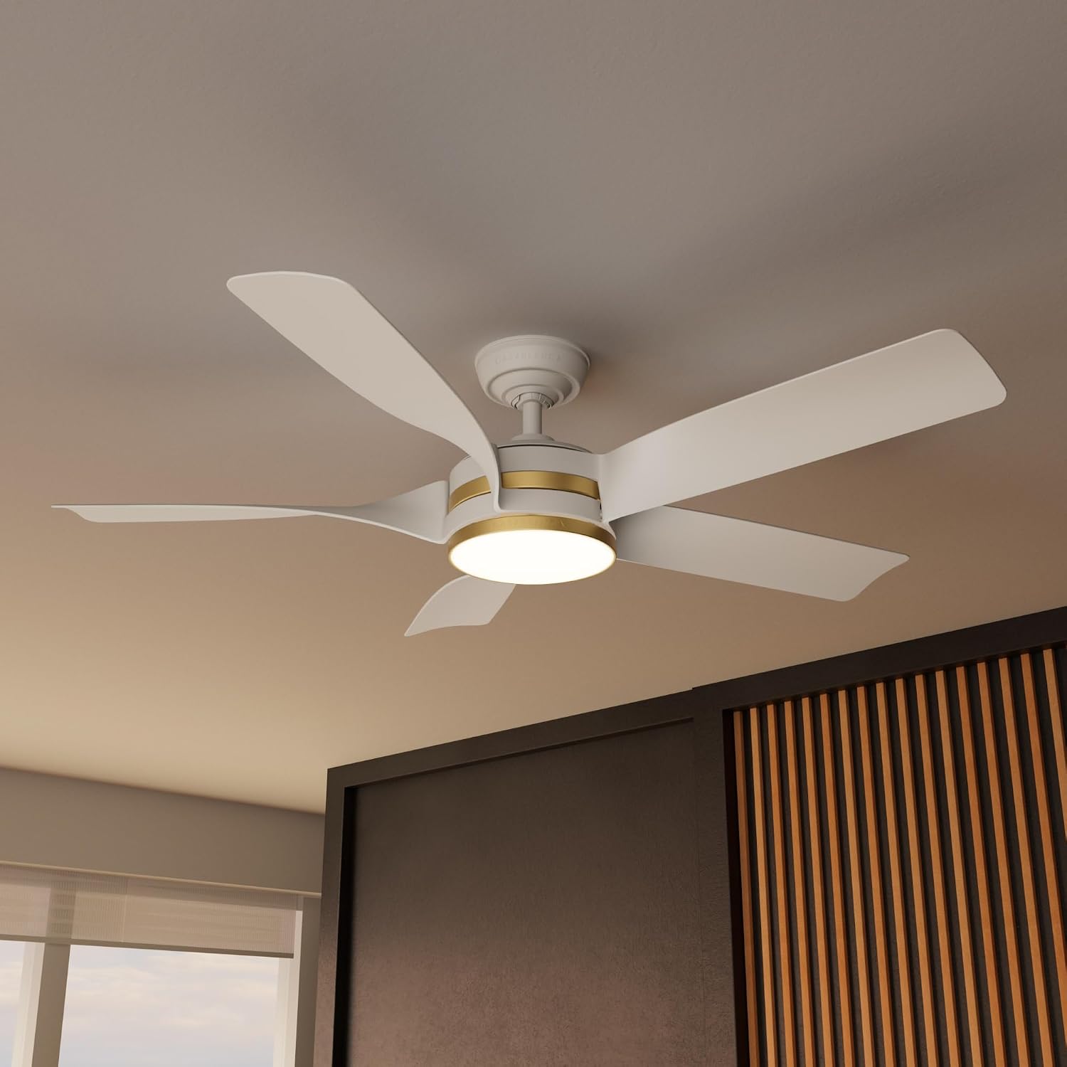 Casablanca - Julia Indoor/Outdoor Ceiling Fan With Light, Wall Control, Remote, 52-inch, 6-speed DC Motor, Energy Star, for porches, patios, sunrooms, bathrooms (Fresh White)