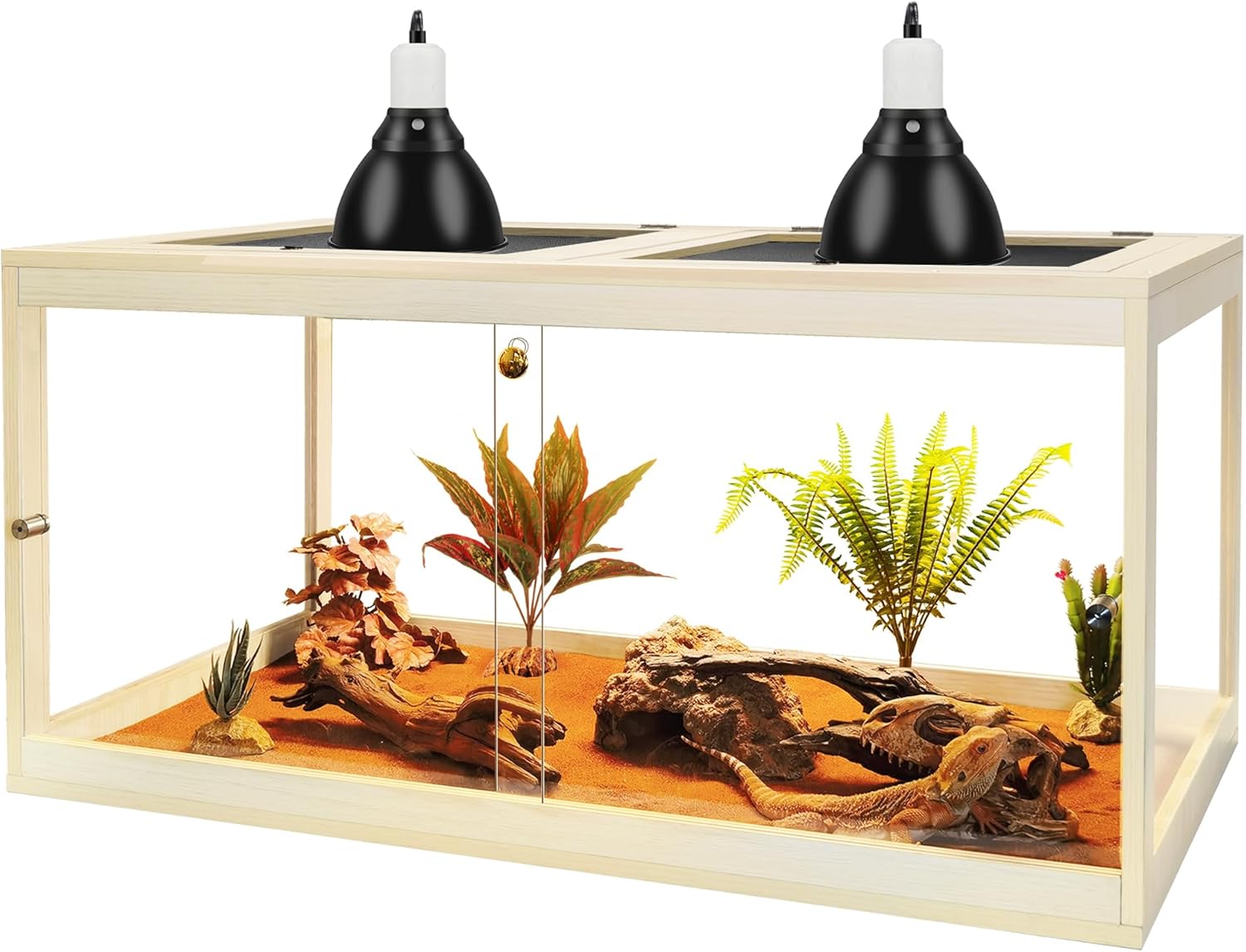Prolee 34 Gallon Reptile Terrarium Tank 32 Inch Lizard Tank Bearded Dragon Tank with Metal Mesh Roof Door, Snake Tank with Lock Design, 32' Length