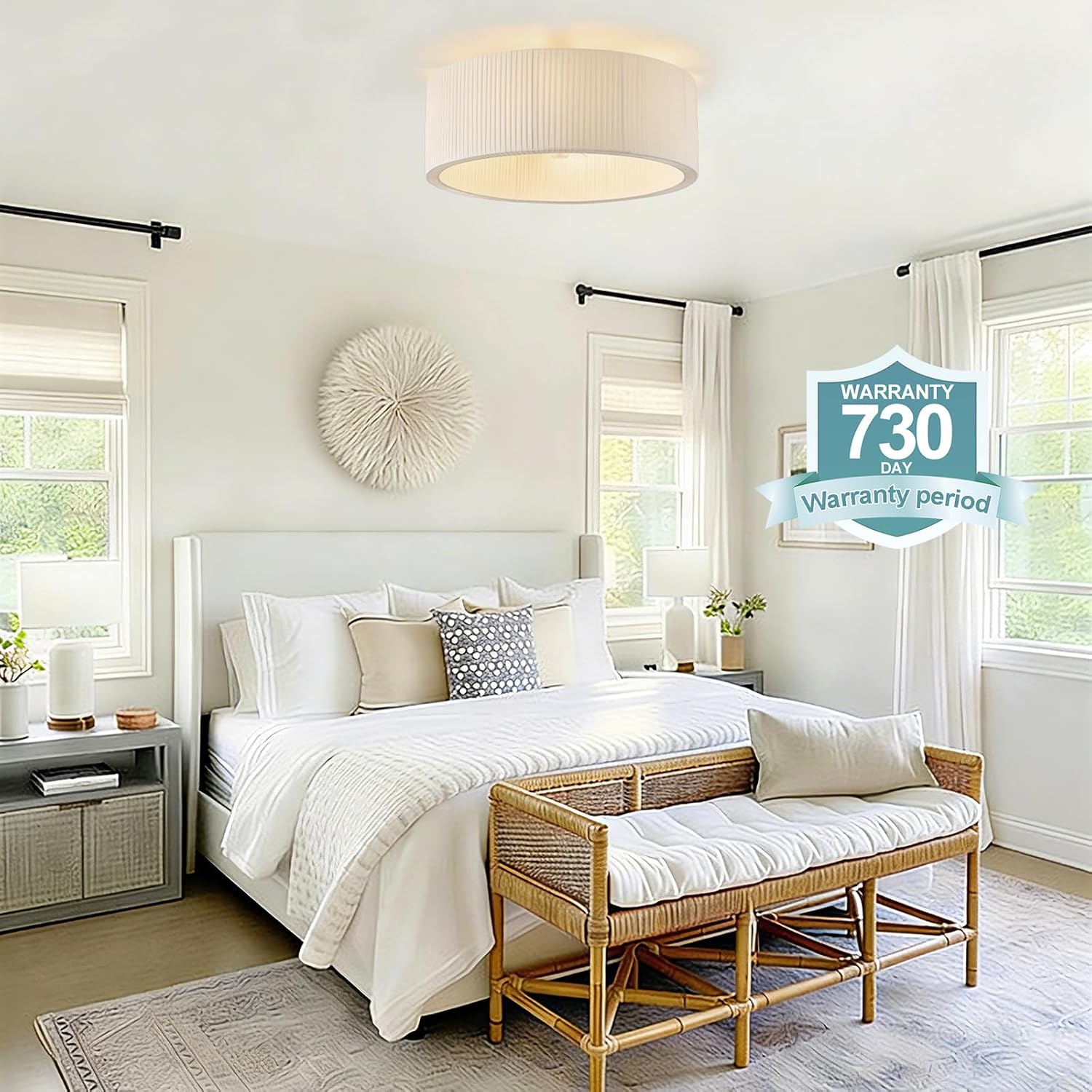 20' Boho Fandelier Ceiling Fan with Light Flush Mount, Low Profile Ceiling Fans with Lights and Remote Control, Enclosed Caged Ceiling Fan for Bedroom,Living Room,Kitchen,Foyer (6 Speeds,Timing)
