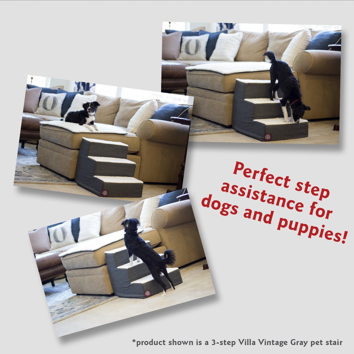 Majestic Pet Portable Pet Stairs | Soft Sherpa Steps Foam Feeling | Steps for Dogs & Cats | Dog & Cat Ramp | Indoor Only | Max Weight: up to 250 Lbs, 4 Step, Jackson Heathered Soft Blush
