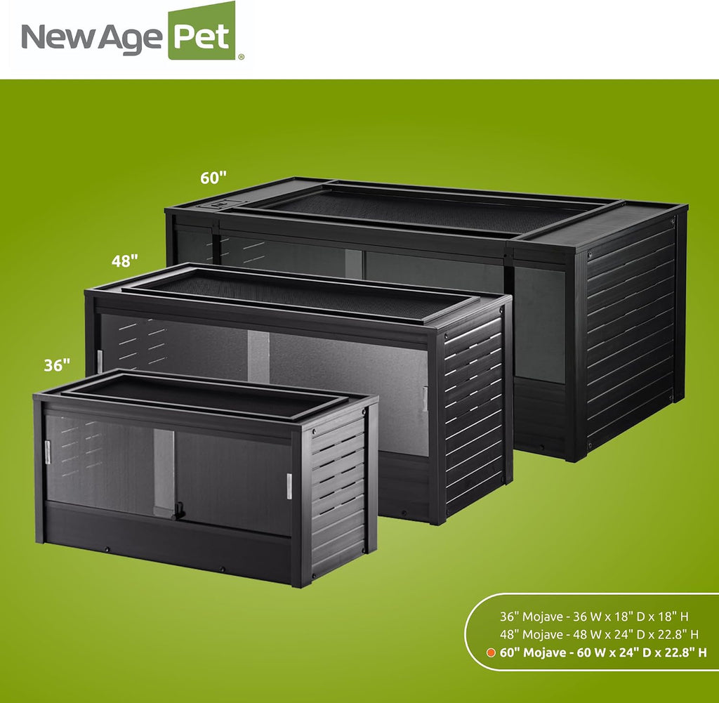 New Age Pet ECOFLEX 60' Wide X-Large Reptile Habitat, Mojave Lounge for Snakes, Tortoises & Lizards in Maple, Black & Grey, Easy Assembly, Sliding Glass Doors & Mesh Top