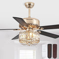 Kviflon Farmhouse Crystal Ceiling Fans with Lights and Remote, 52 Inch Chandelier Ceiling Fans, Gold Fandelier Ceiling Fan for Bedroom Living Room, Quiet DC Motor, Reversible, Bulb not Included