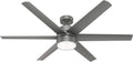Hunter Fan 60 inch Contemporary Matte Silver Finish Outdoor Ceiling Fan with LED Light Kit (Renewed)