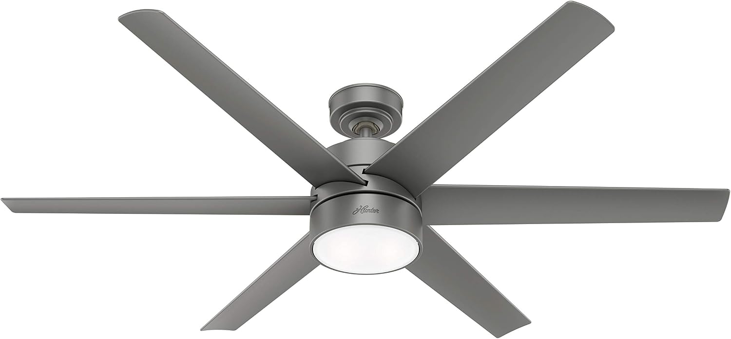 Hunter Fan 60 inch Contemporary Matte Silver Finish Outdoor Ceiling Fan with LED Light Kit (Renewed)