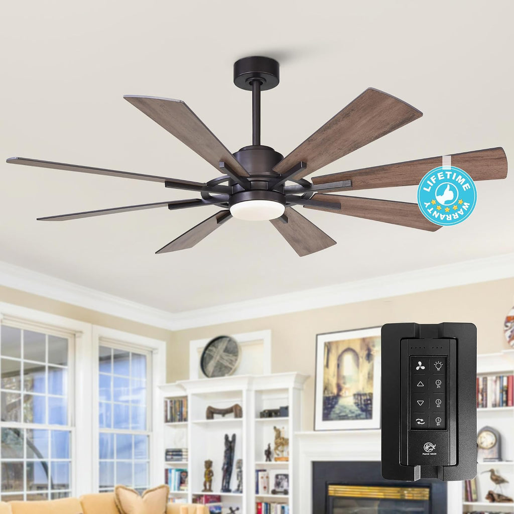 Ceiling Fans with Lights and Remote, 60 Inch Farmhouse Chandelier Ceiling Fan for Bedroom Rustic Lighting Ceiling Fans Outdoor Indoor, DC Motor Reversible 8 Blades, Noiseless, ETL, Oil Rubbed Bronze
