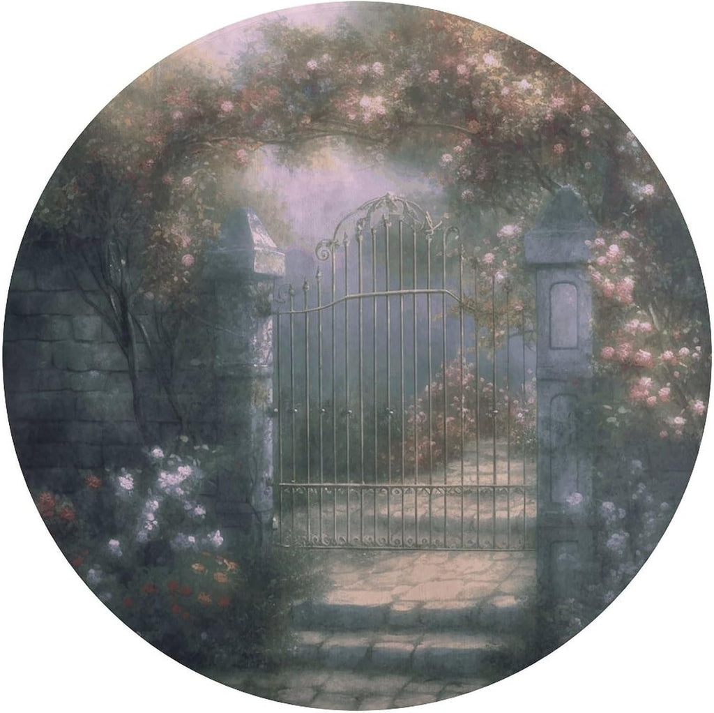 Secret Garden Coral Velvet Round Floor Mat Non-Slip Bath Rug Floor Covering for Bathroom Vanity Guest Suite & Vacation Home
