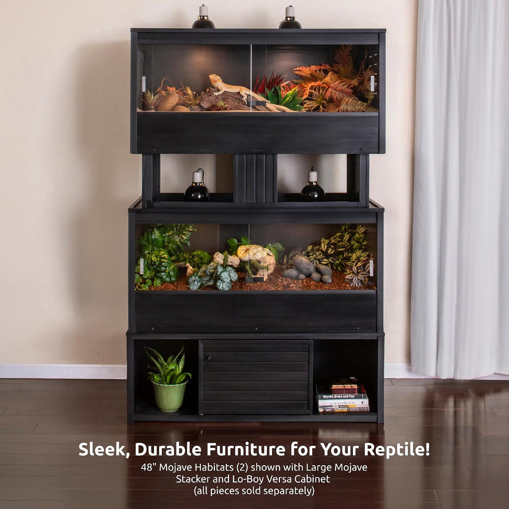 New Age Pet Lo‑Boy Versa Stand for Reptile Terrariums, Low-Profile ECOFLEX Cabinet for Stacked Large, 48' Mojave Reptile Habitats, Espresso Black