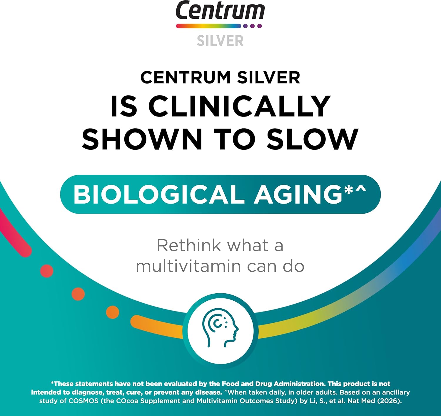 Centrum Silver Multivitamin for Adults 50 Plus, Multivitamin/Multimineral Supplement, Vitamin D3, B Vitamins, Gluten Free, Non-GMO Ingredients, Supports Memory and Cognition in Older Adults - 220 Ct