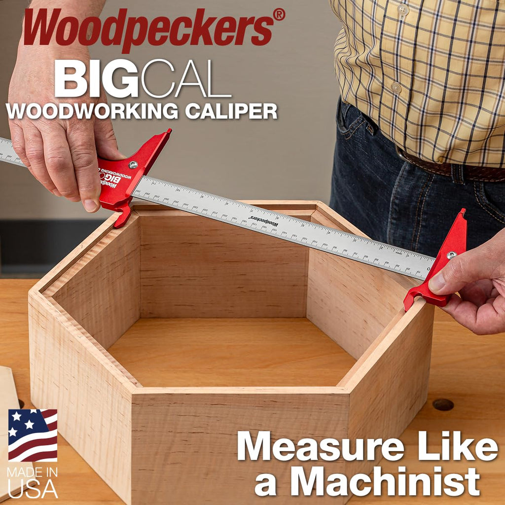 Woodpeckers BigCal Woodworking Calipers Deluxe Set, 12in/300mm & 24in/600mm Scales, USA Made, Inside & Outside References & Depth Gauge - BC-DLX