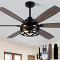 60' Farmhouse Ceiling Fan with Lights and Remote,6-Speed DC Motor Industrial Caged Ceiling Fan,Reversible Blades,Timer,2-Color Blades for Bedroom Living Room (E26 Bulbs Not Included)
