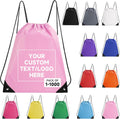 Custom Drawstring Bags With Logo, 80 PCS Personalized Text Drawstring Backpack Bulk, Easy-to-Carry String Bag Great for Gym, Travelling and for Everyday Use (Pink)