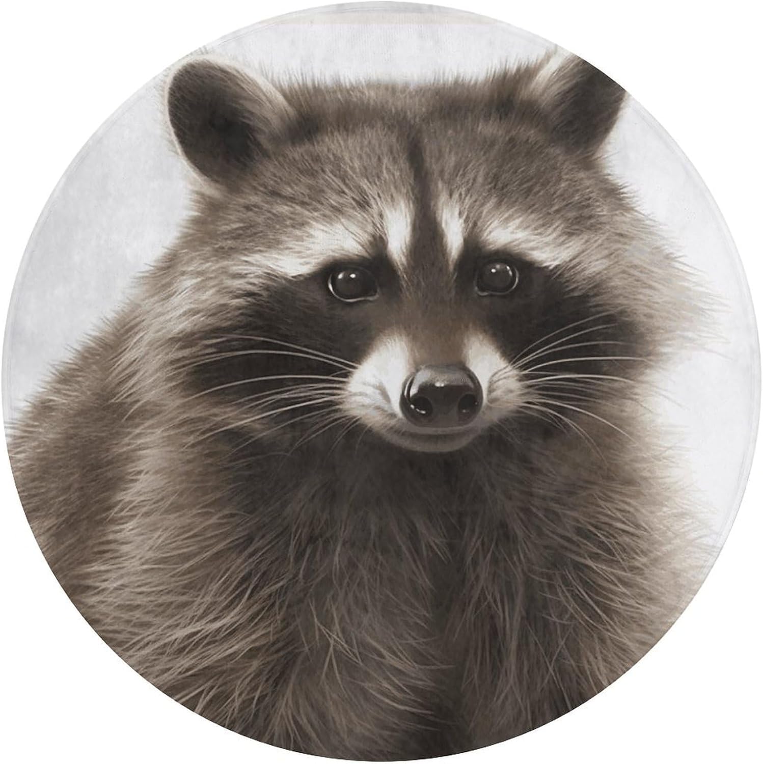 Hairy Raccoon Coral Velvet Round Floor Mat Non-Slip Bath Rug Floor Covering for Bathroom Vanity Guest Suite & Vacation Home
