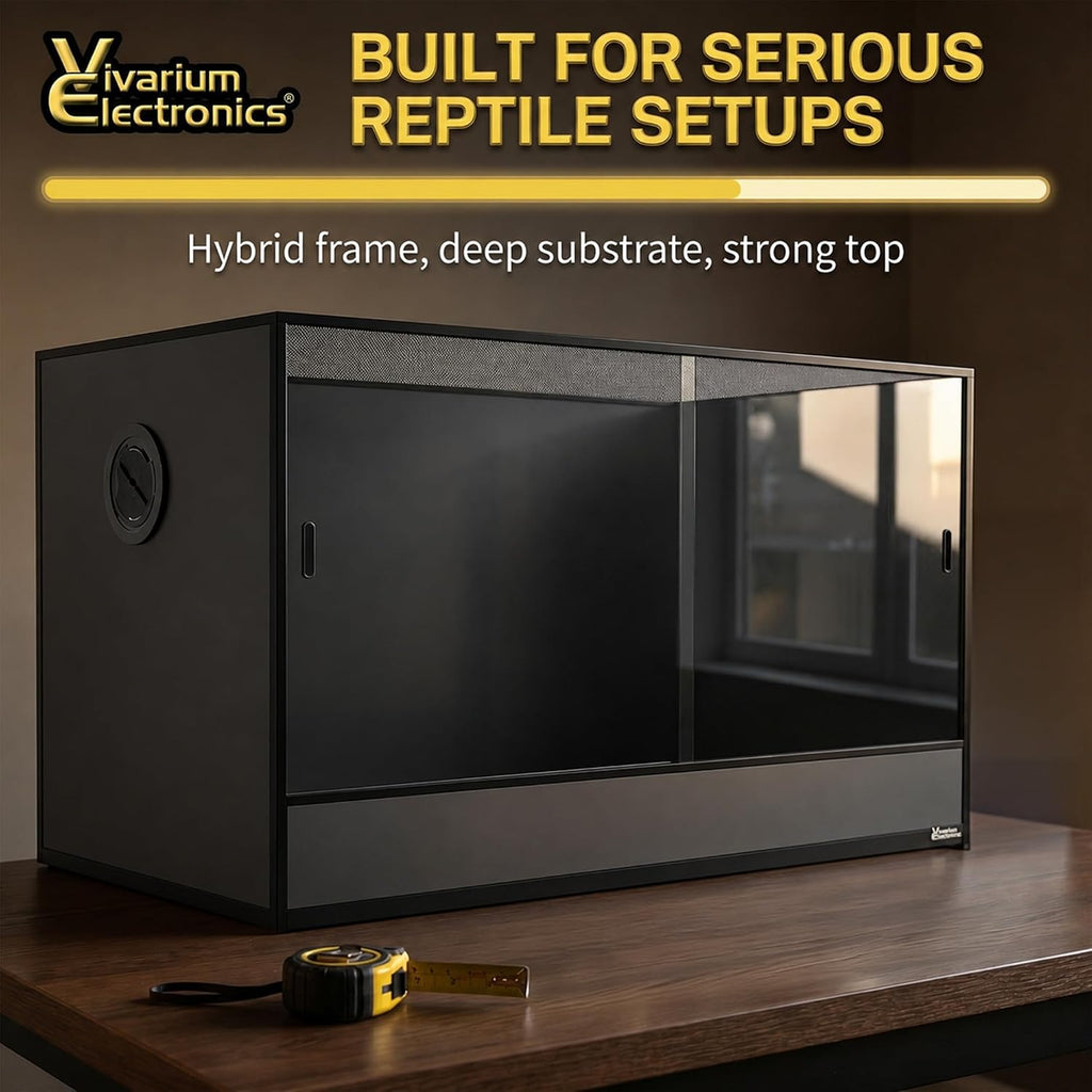 120 Gallon Reptile Enclosure 48x24x24–Premium Tempered Glass Terrarium with Sliding Doors, Heavy Duty Screen Top Reptile Habitat, Bearded Dragon Tank Accessories